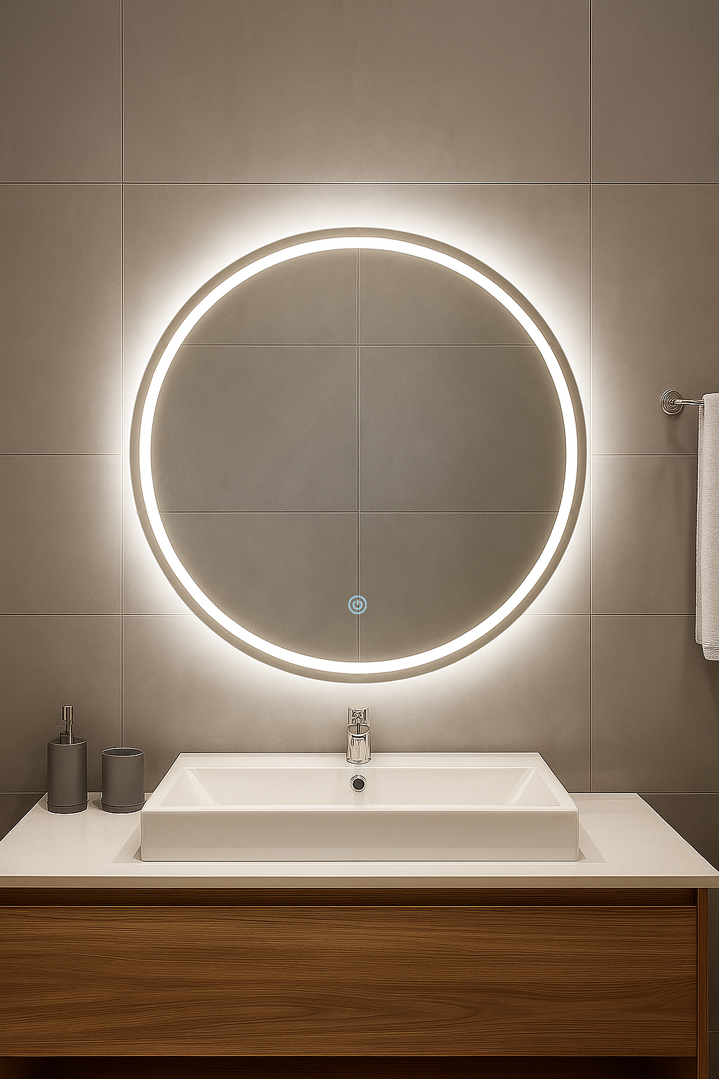Зеркало  600 круглое Round Eco с LED подсветкой и сенсорным выкл.Кайман Glassiko - Изображение №1