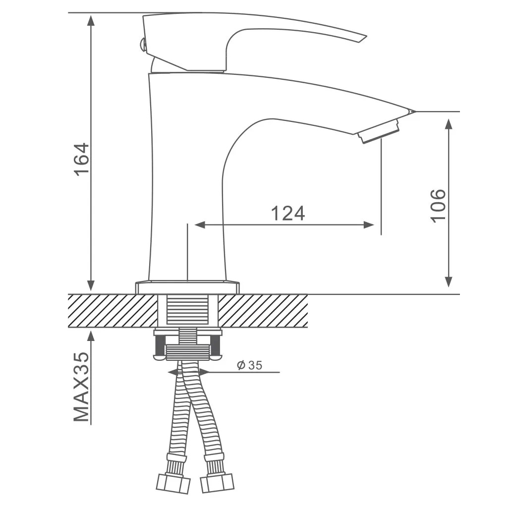 Смеситель д/раковины GAPPO G1007-66 латунь /черный (Ø35, на гайке) - миниатюра №2