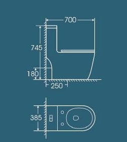 Унитаз-моноблок EVA GOLD T1088, (безободковый ,сиденье тонкое ДП,арматура с гофрой и подводкой) - миниатюра №9