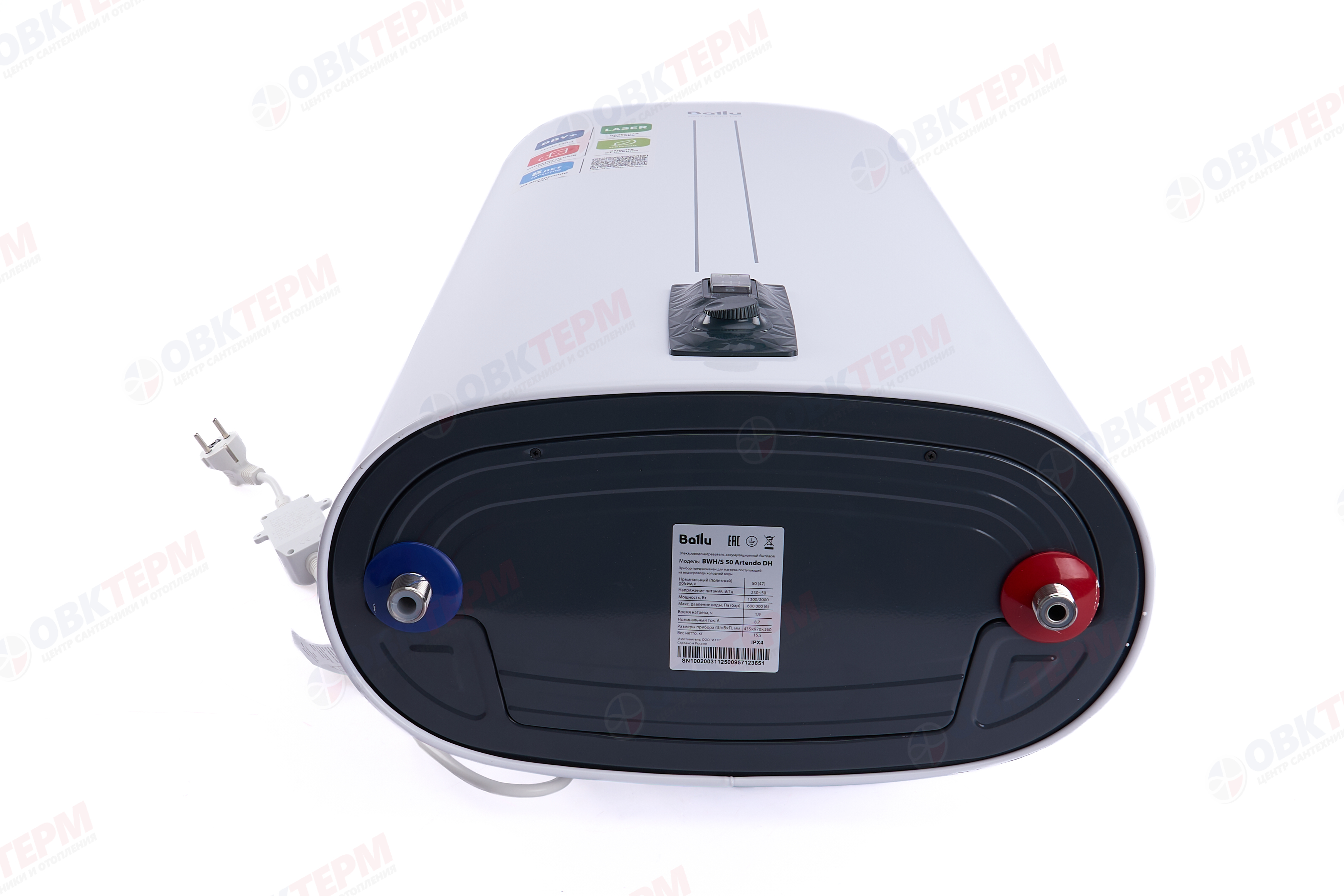 Водонагреватель Ballu BWH/S   50 Artendo DH (2 кВт, сухие тэны, унив. монтаж, ш435*в970*г260) - миниатюра №11