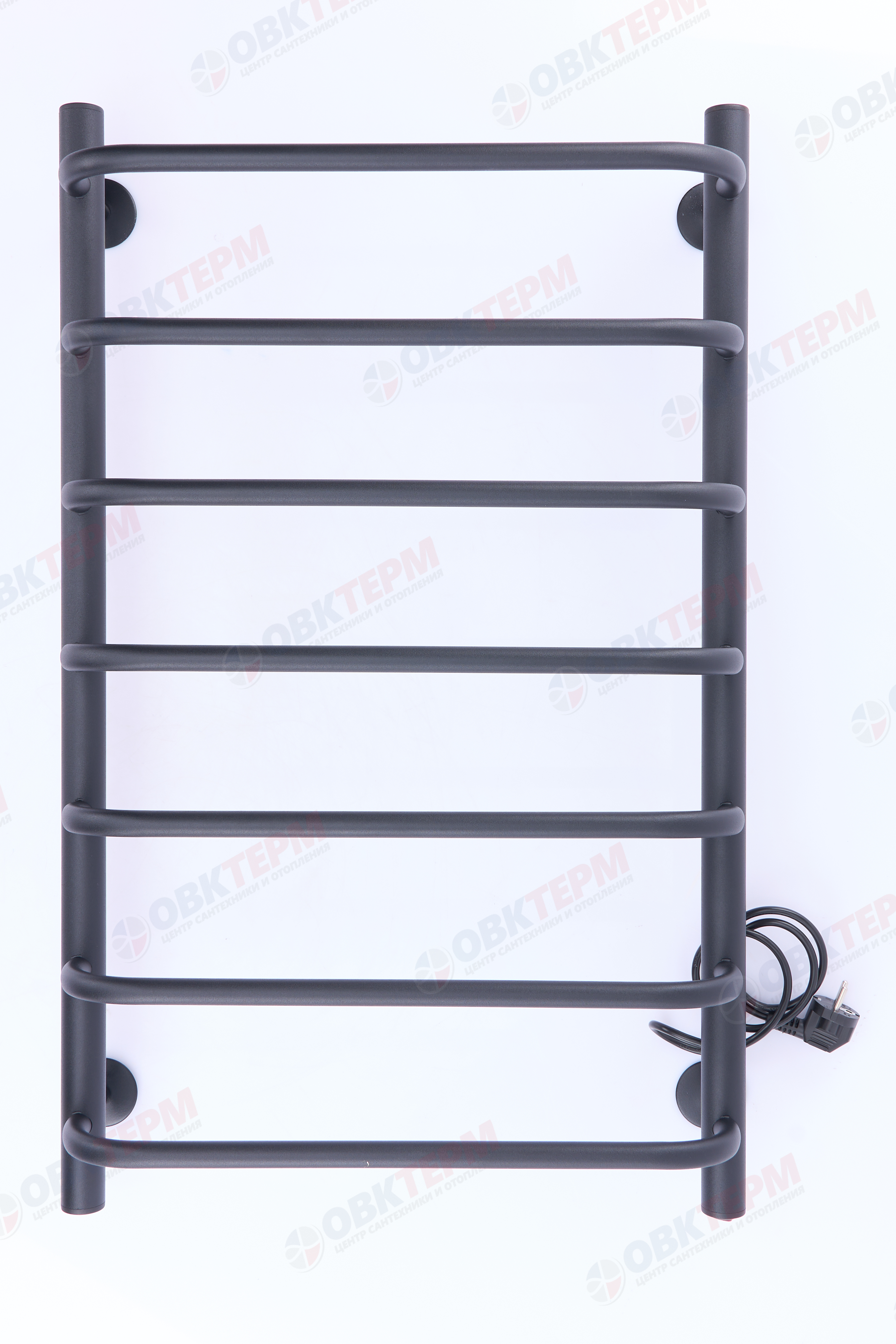 Полотенцесушитель электрический АДВ ЛНК - Э1" 50*80 (скоба, кабель справа, 7 перекладин) Черный муар - Изображение №2