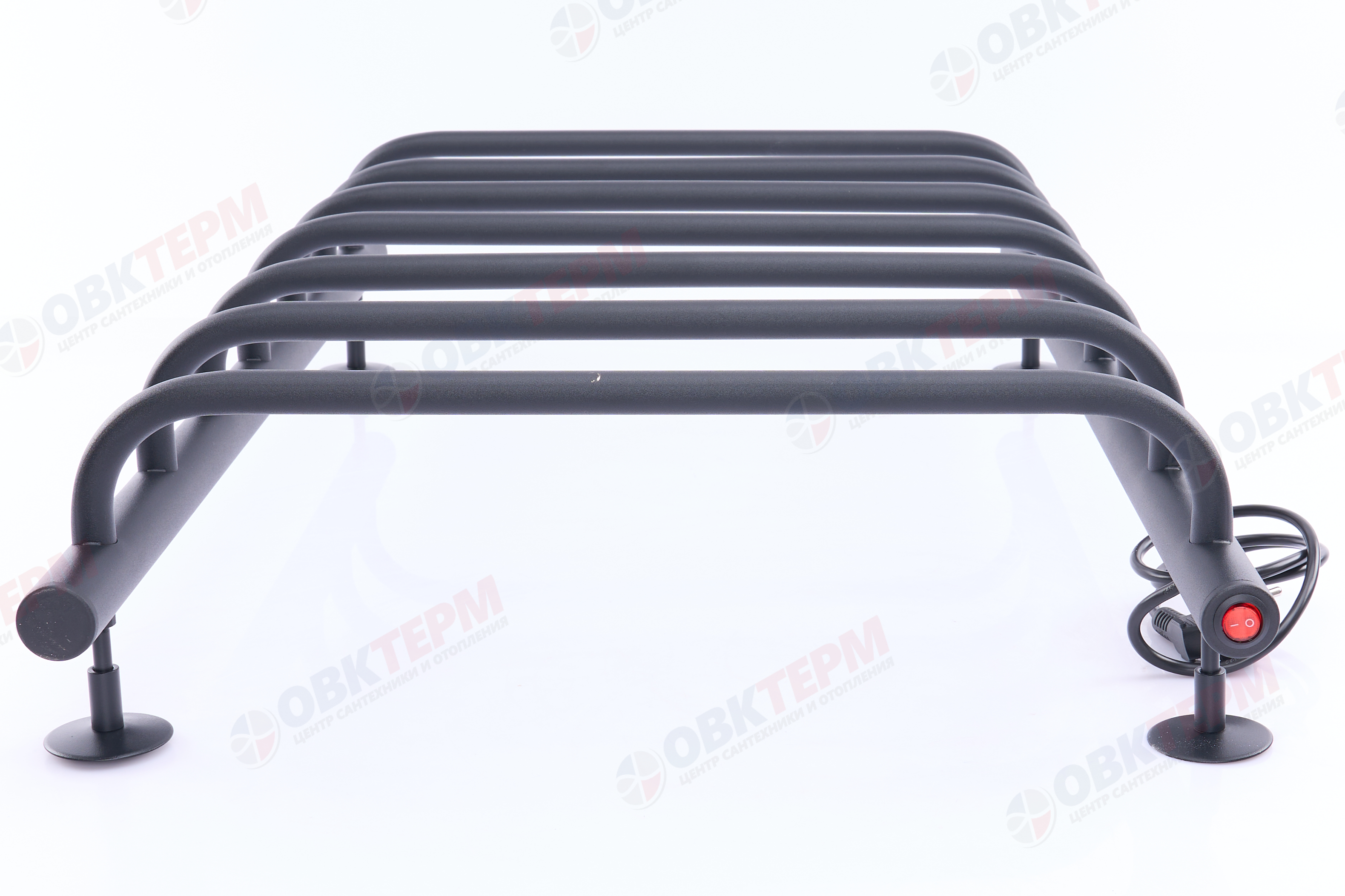 Полотенцесушитель электрический АДВ ЛНК - Э1" 50*80 (скоба, кабель справа, 7 перекладин) Черный муар - Изображение №3