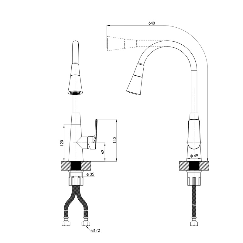 Смеситель д/кухни MIXXUS PREMIUM MATIS 011-T (NUT) GRAPHITE REFL.BLAC (10шт/ящ) - Изображение №2