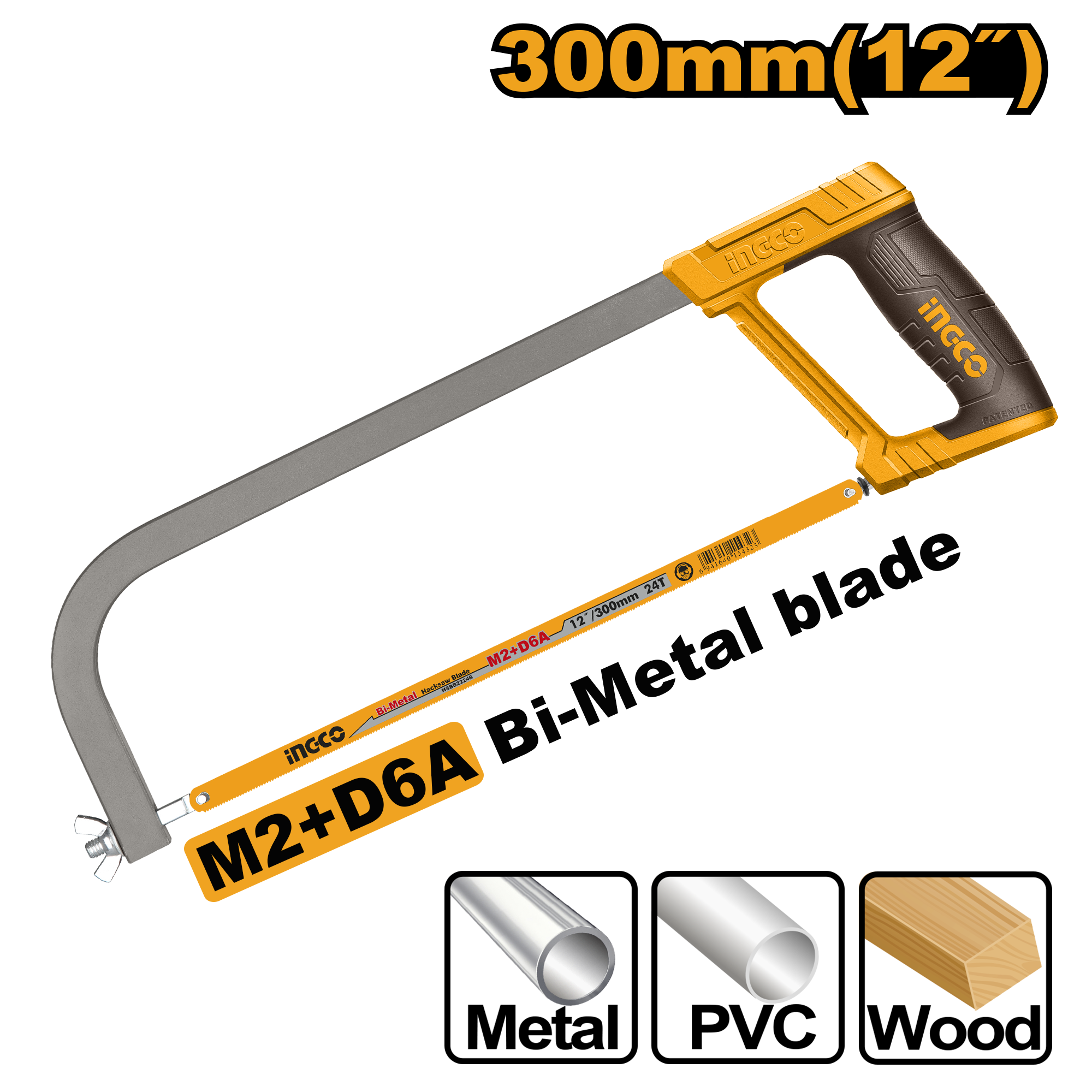 Ножовка по металлу 300 мм INGCO - Изображение №1
