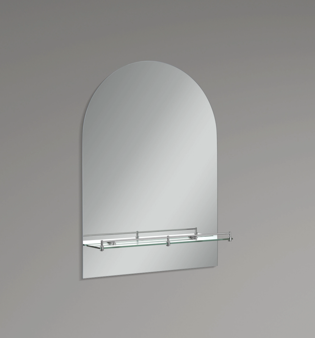 ZERIX LAGUNA MRZ03-45x60x11 Зеркало настенное прямоугольное  с дугообразным верхом и полкой - Изображение №3