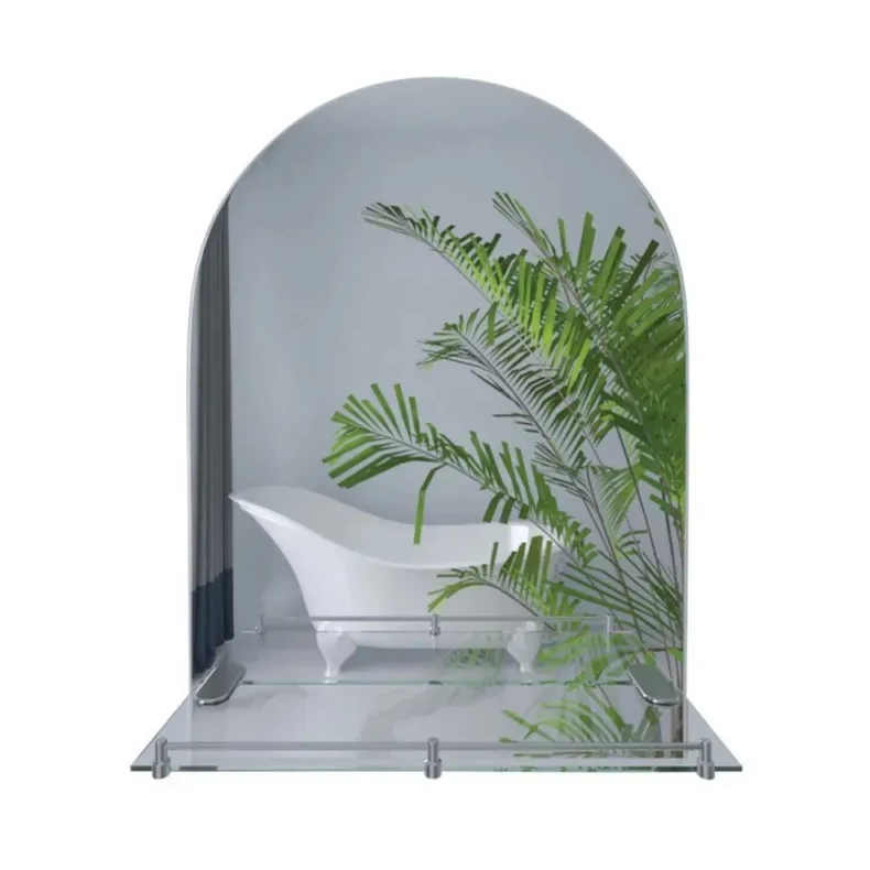 ZERIX LAGUNA MRZ03-45x60x11 Зеркало настенное прямоугольное  с дугообразным верхом и полкой - Изображение №1