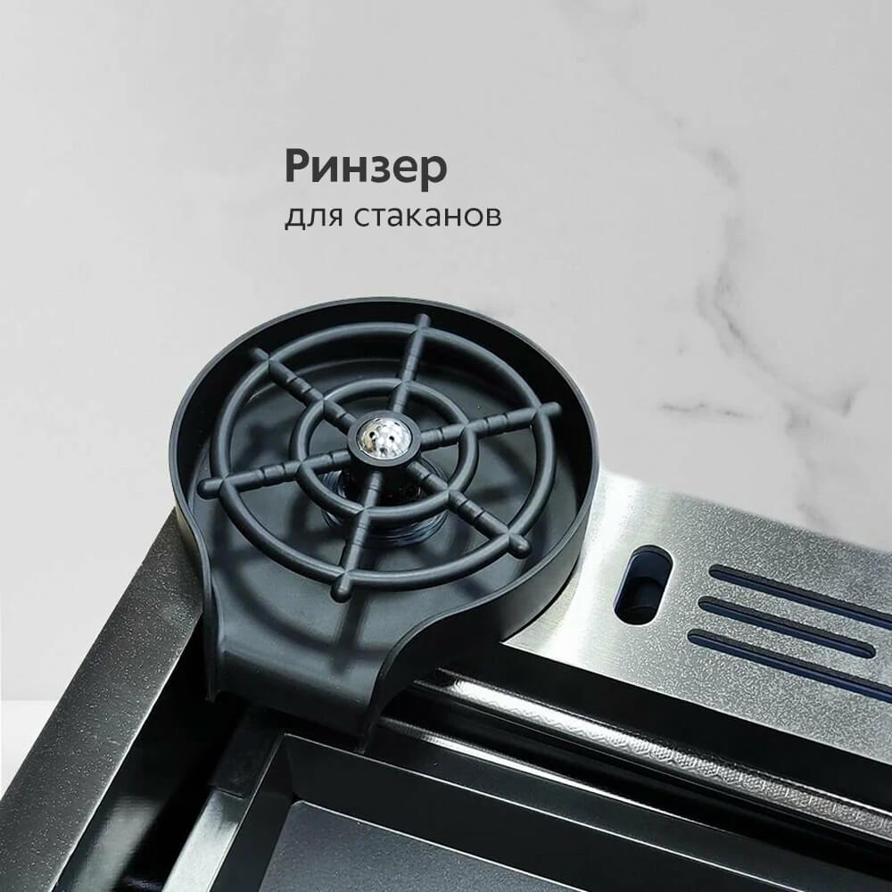 Мойка DIKALAN из нерж. стали AISI-304 /черный PVD /750*460*220мм /толщ.3мм (3шт\ящ.) - миниатюра №11