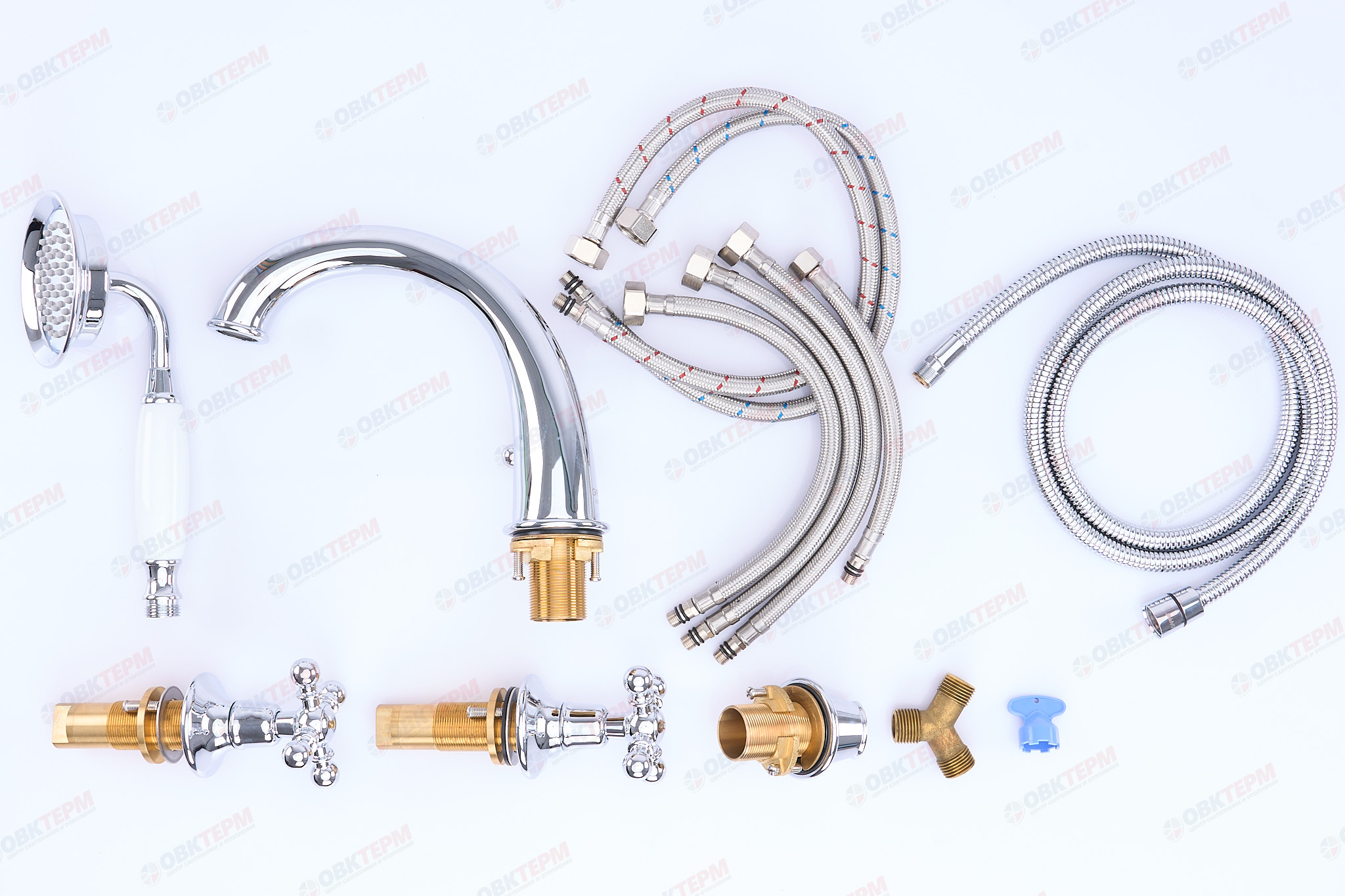 Смеситель в борт ванны GAPPO G1189 латунь /хром, керам/буксы, лейка 1 реж - Изображение №5