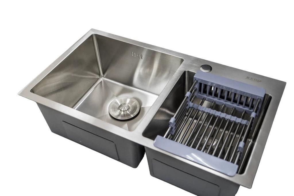 Мойка REDO HM7240 SATIN с двумя чашами, сифон/корзина/крепление, толщ.1+3мм 720*400*220мм H (3шт/ящ) - изображение №1