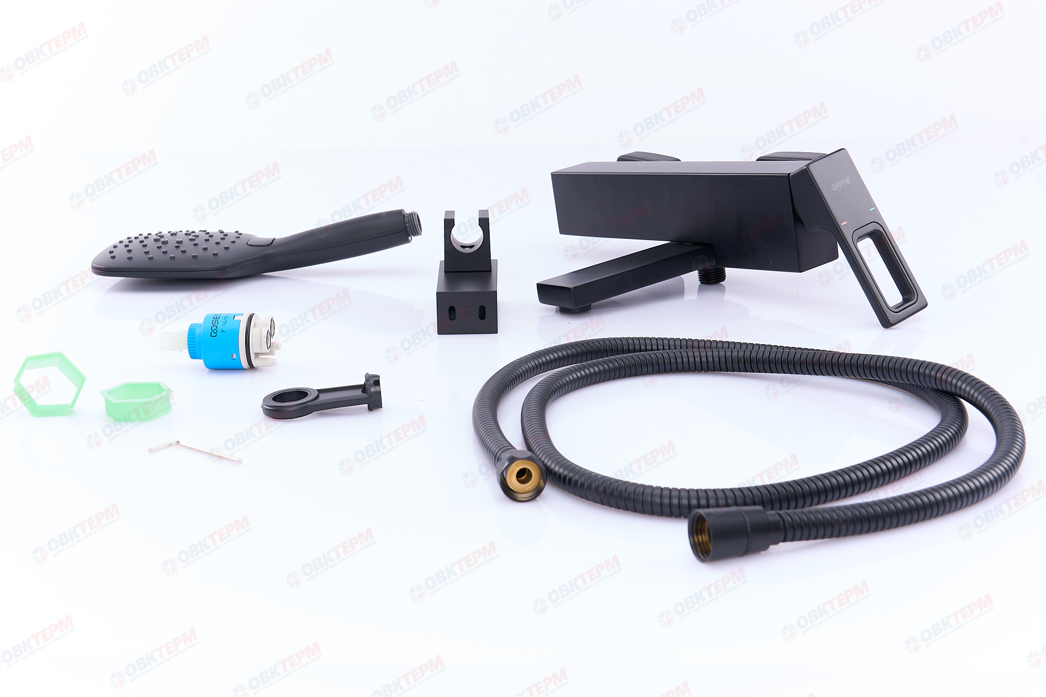 Смеситель д/ванны GAPPO G3217-6 латунь /черный /Ø35мм /лейка 3 реж - миниатюра №5