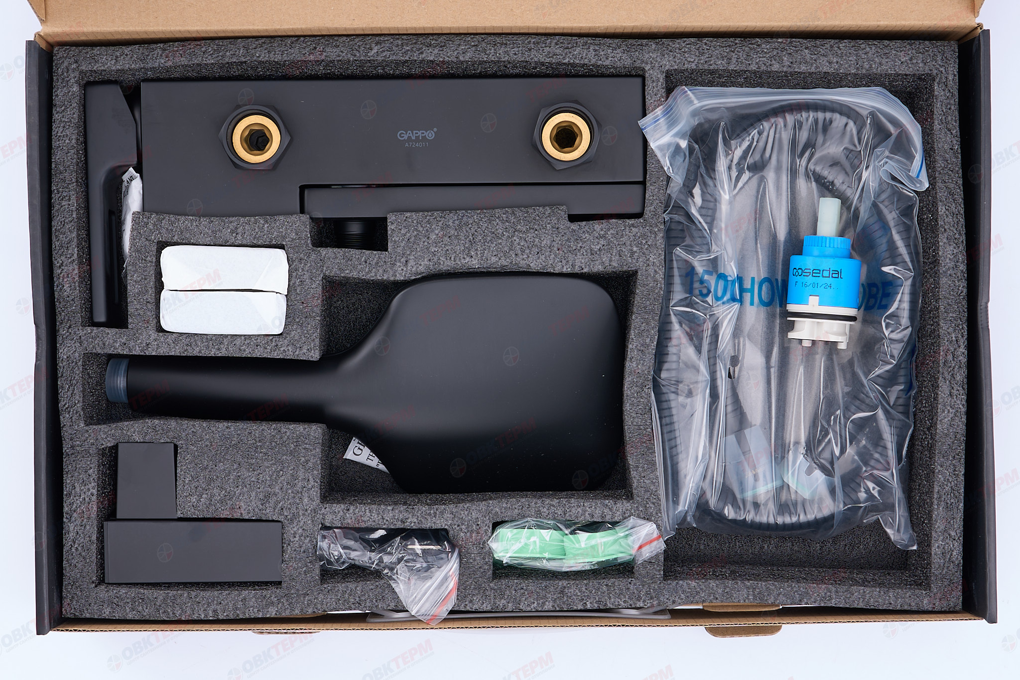 Смеситель д/ванны GAPPO G3217-6 латунь /черный /Ø35мм /лейка 3 реж - миниатюра №7