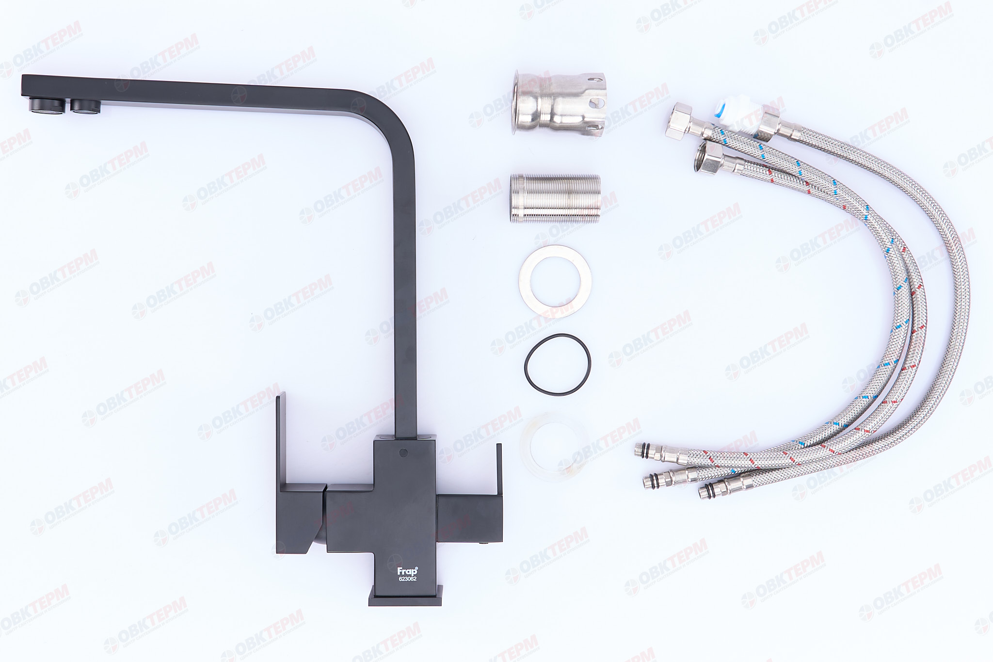 Смеситель д/кухни под ФИЛЬТР FRAP F43802-6 черный(Ø35 на гайке) - миниатюра №6