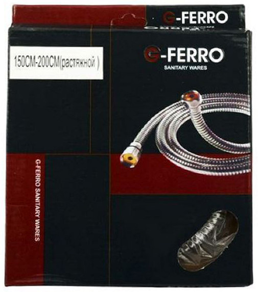 Шланг д/душа G-FERRO F01 хром /200-250см /металл (48 шт/ящ) - миниатюра №2