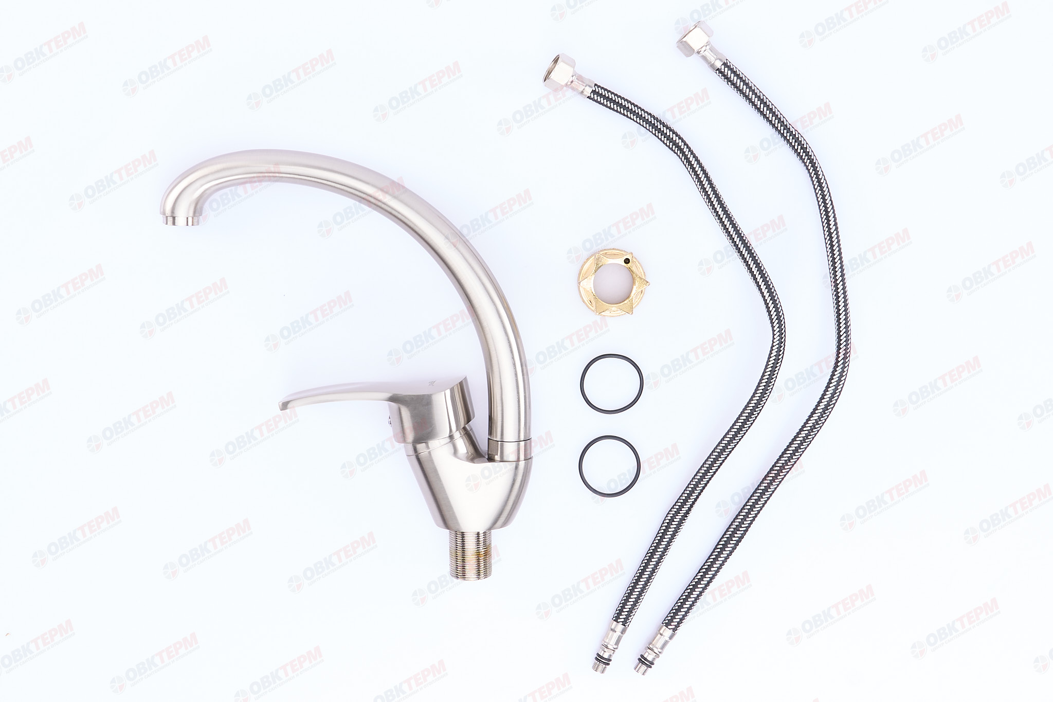 Смеситель д/кухни нерж/сталь ZERIX - YUB 279-В   (катридж 40мм, на ГАЙКЕ)  10 шт/ящ - миниатюра №2