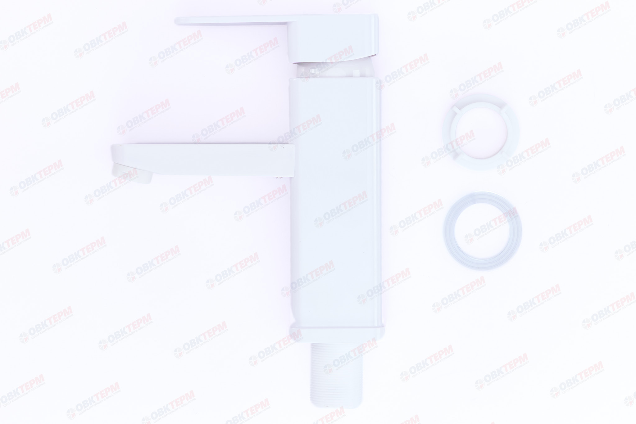 Смеситель для умывальника, PLAMIX Kub-001 White, (гайка, Ø35, без подводки) (30шт/ящ) - Изображение №4