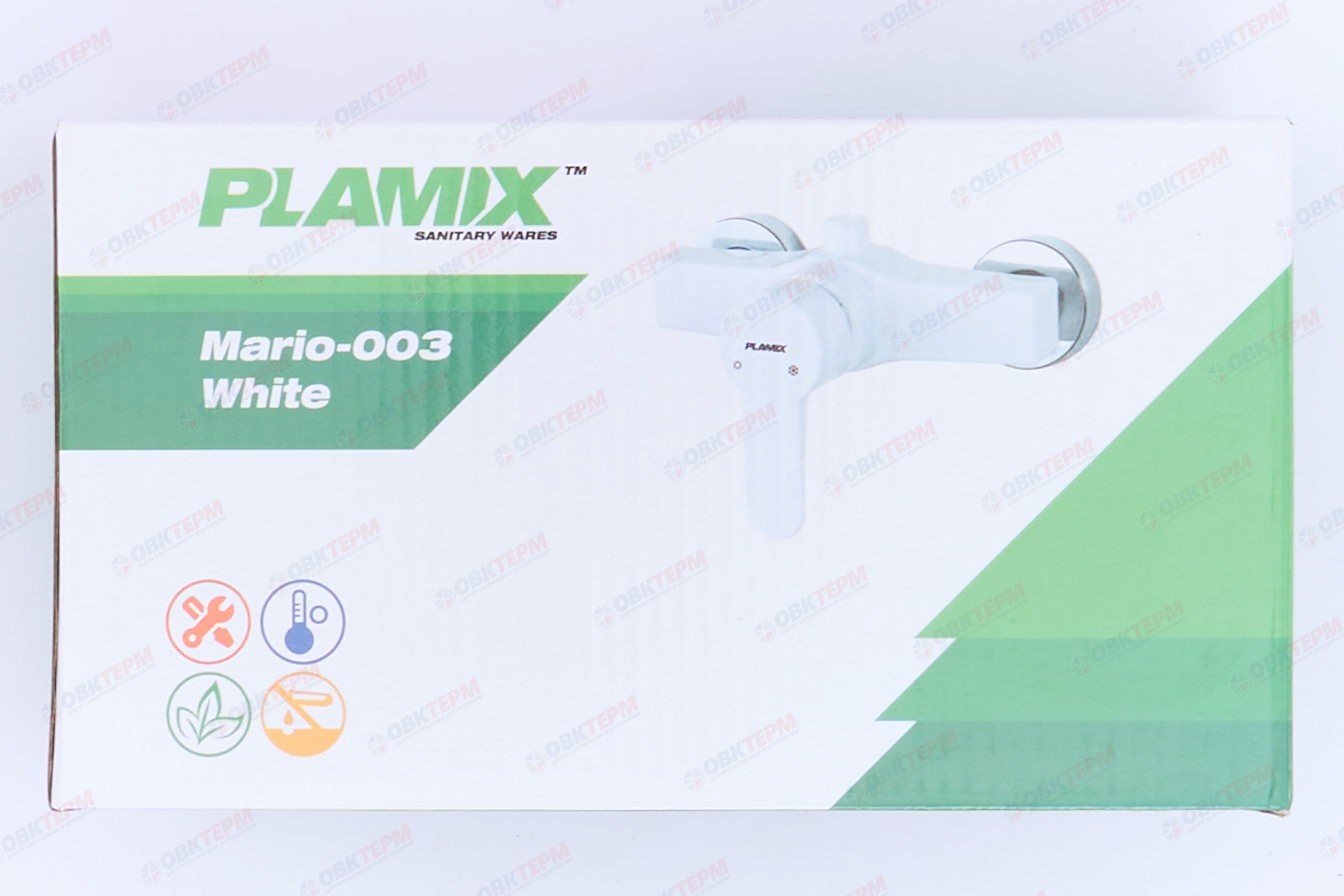 Смеситель д/душ.кабины PLAMIX Mario-003 White, (Ø40, без шланга и лейки) (30шт/ящ) - миниатюра №6