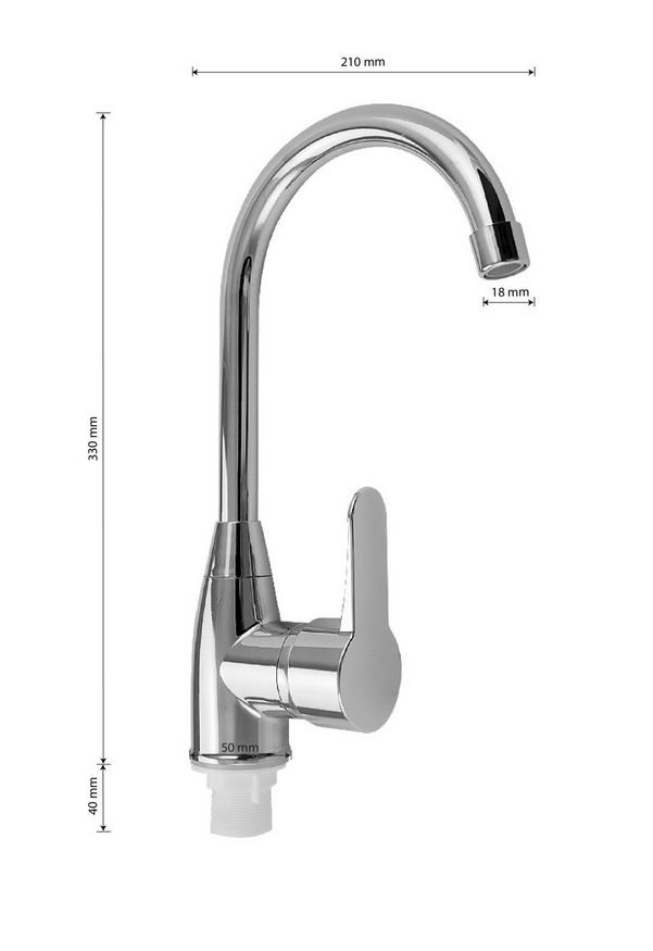Смеситель д/кухни PLAMIX Mario-11 Chrome, (гайка, Ø35, без подводки) (20шт/ящ) - миниатюра №3