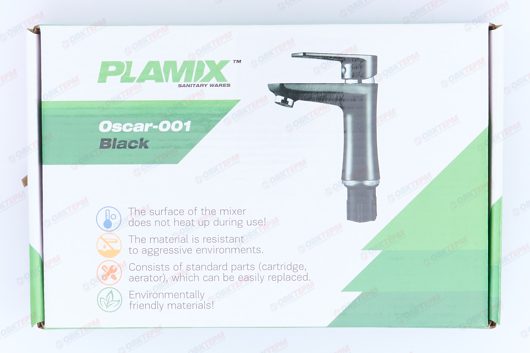 Смеситель д/умывальника PLAMIX Oscar-001 Black, (гайка, Ø35, без подводки) (30шт/ящ) - миниатюра №7