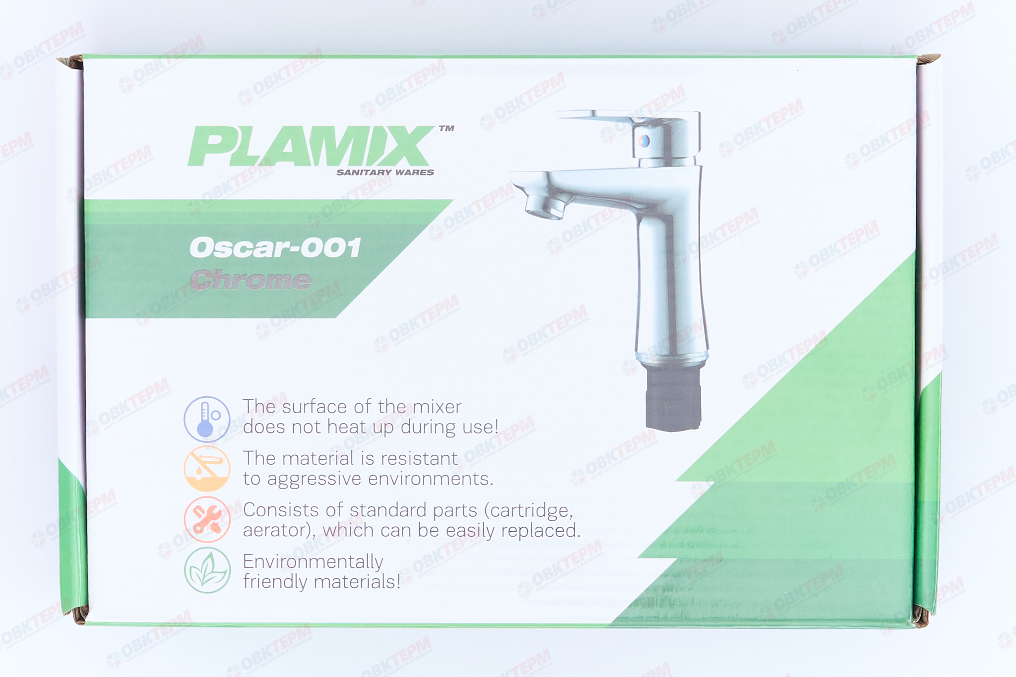 Смеситель для умывальника, PLAMIX Oscar-001 Chrome, (гайка, Ø35, без подводки) (30шт/ящ) - миниатюра №7