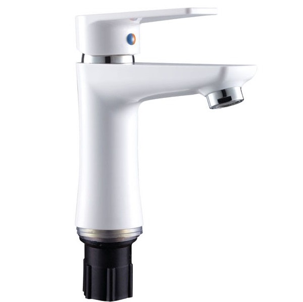 Смеситель для умывальника, PLAMIX Oscar-001(W) White, (гайка, Ø35, без подводки) (30шт/ящ) - Изображение №1