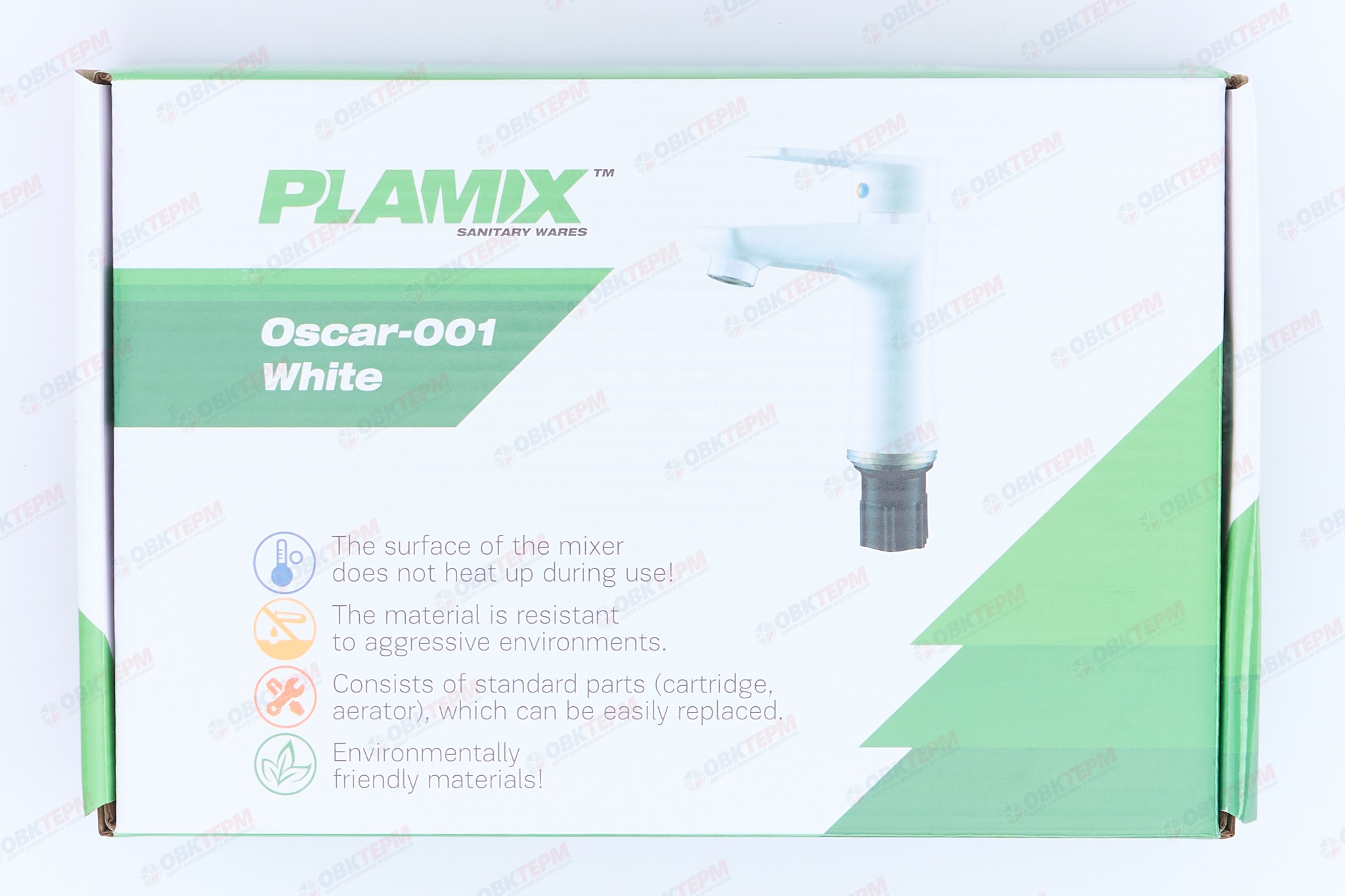 Смеситель для умывальника, PLAMIX Oscar-001(W) White, (гайка, Ø35, без подводки) (30шт/ящ) - миниатюра №7