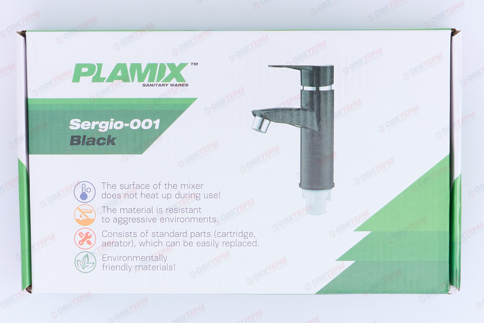 Смеситель для умывальника, PLAMIX Sergio-001 Black, (гайка, Ø40, без подводки) (30шт/ящ) - миниатюра №7