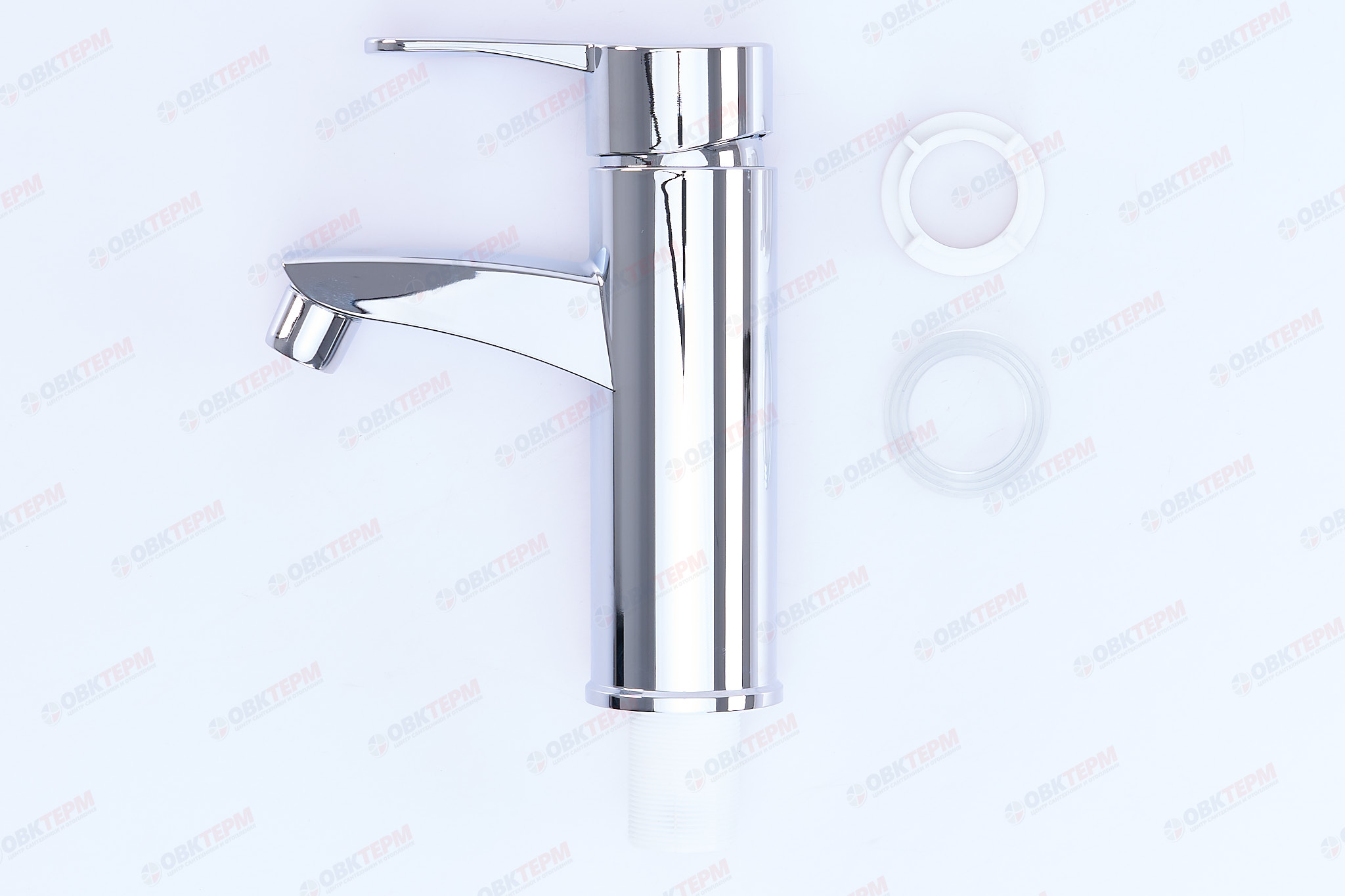 Смеситель д/умывальника PLAMIX Sergio-001 Chrome, (гайка, Ø40, без подводки) (30шт/ящ) - Изображение №4