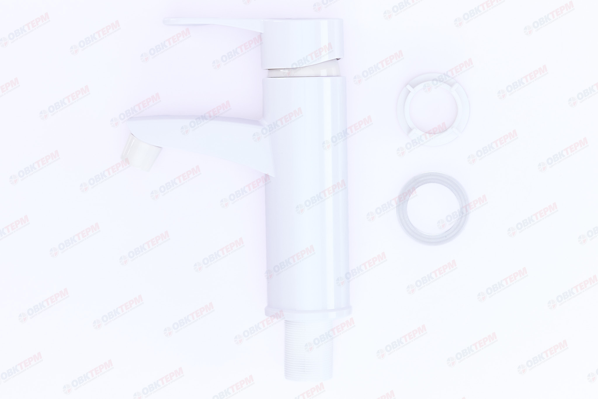 Смеситель для умывальника, PLAMIX Sergio-001(W) White, (гайка, Ø40, без подводки) (30шт/ящ) - Изображение №4