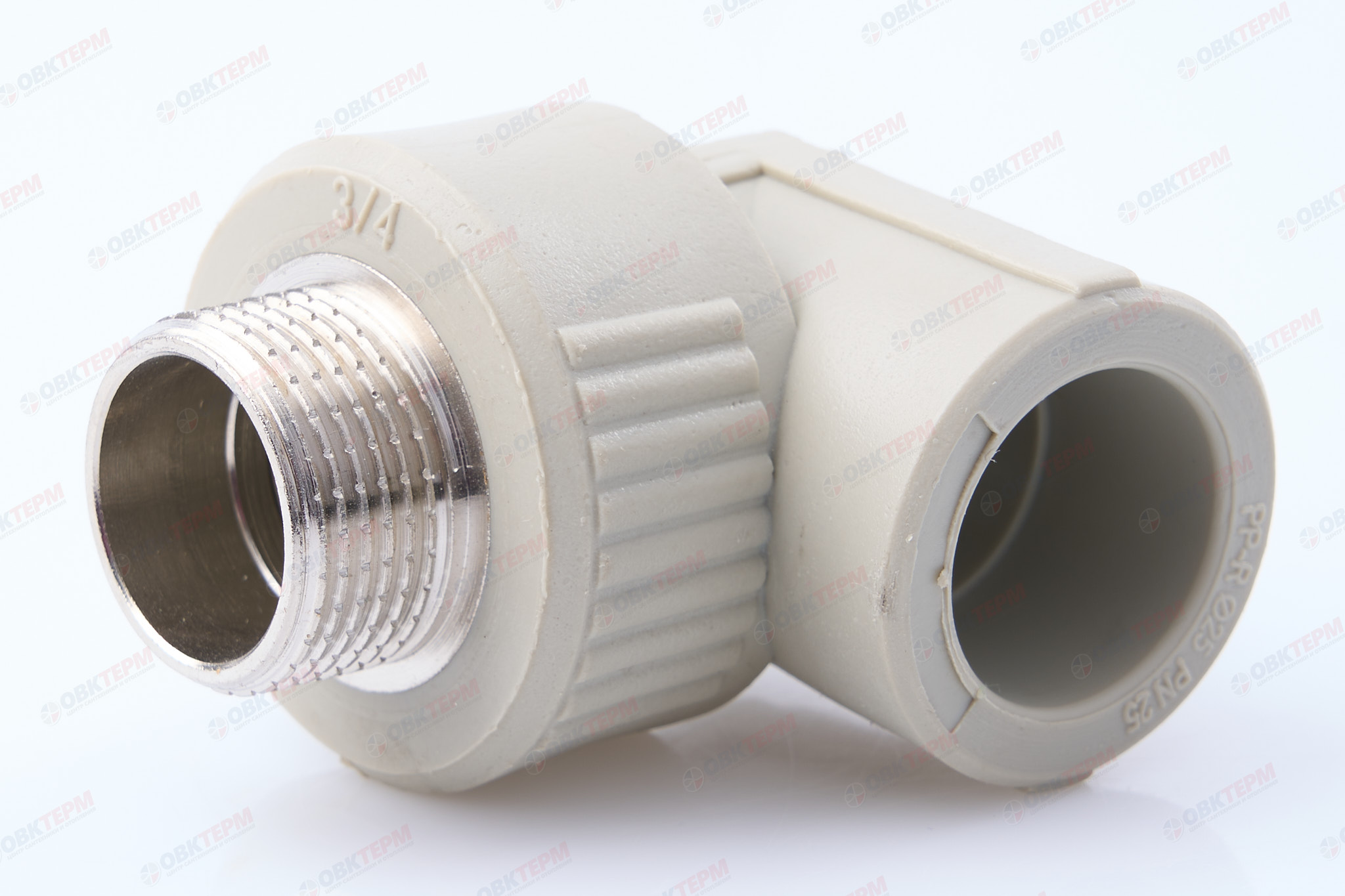 Угол с МРН  25 * 3/4"      (PP-R СЕРЫЙ  РОССИЯ)                     (160/10) - Изображение №1