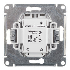 Выключатель 2-клавишный механизм с подсветкой сх.5 10АХ Алюминий AtlasDesign Systeme Electric - Изображение №3