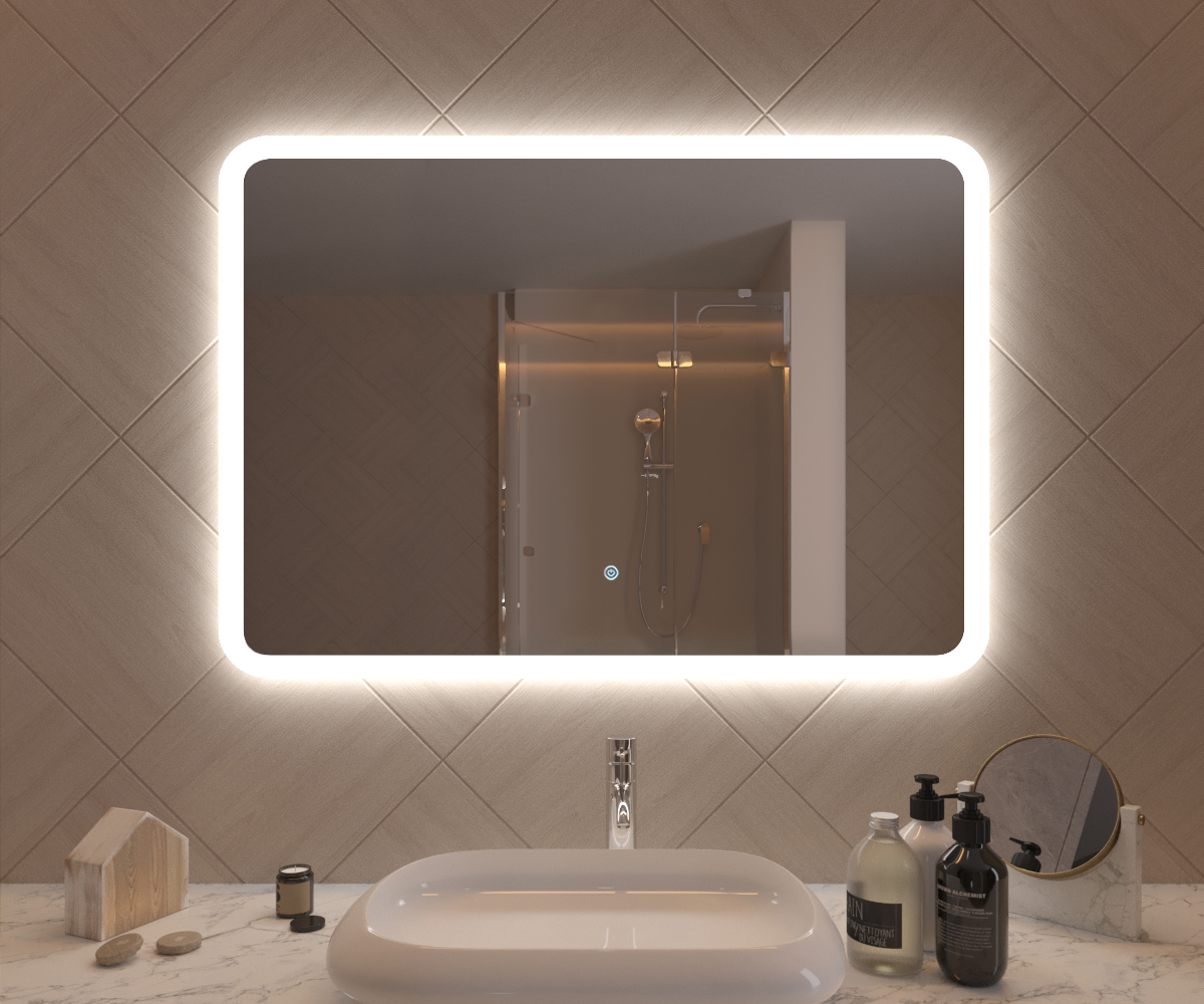 Зеркало 1000х700 Gent с LED подсветкой,подогревом,литым коробом и сенсорным выкл. Кайман Glassiko - Изображение №1
