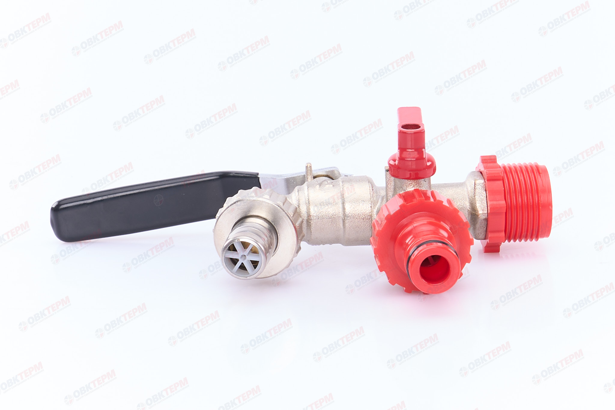 Кран  поливочный TIM со штуцером с двумя кранами 1/2   (8шт/64ящ) - Изображение №3