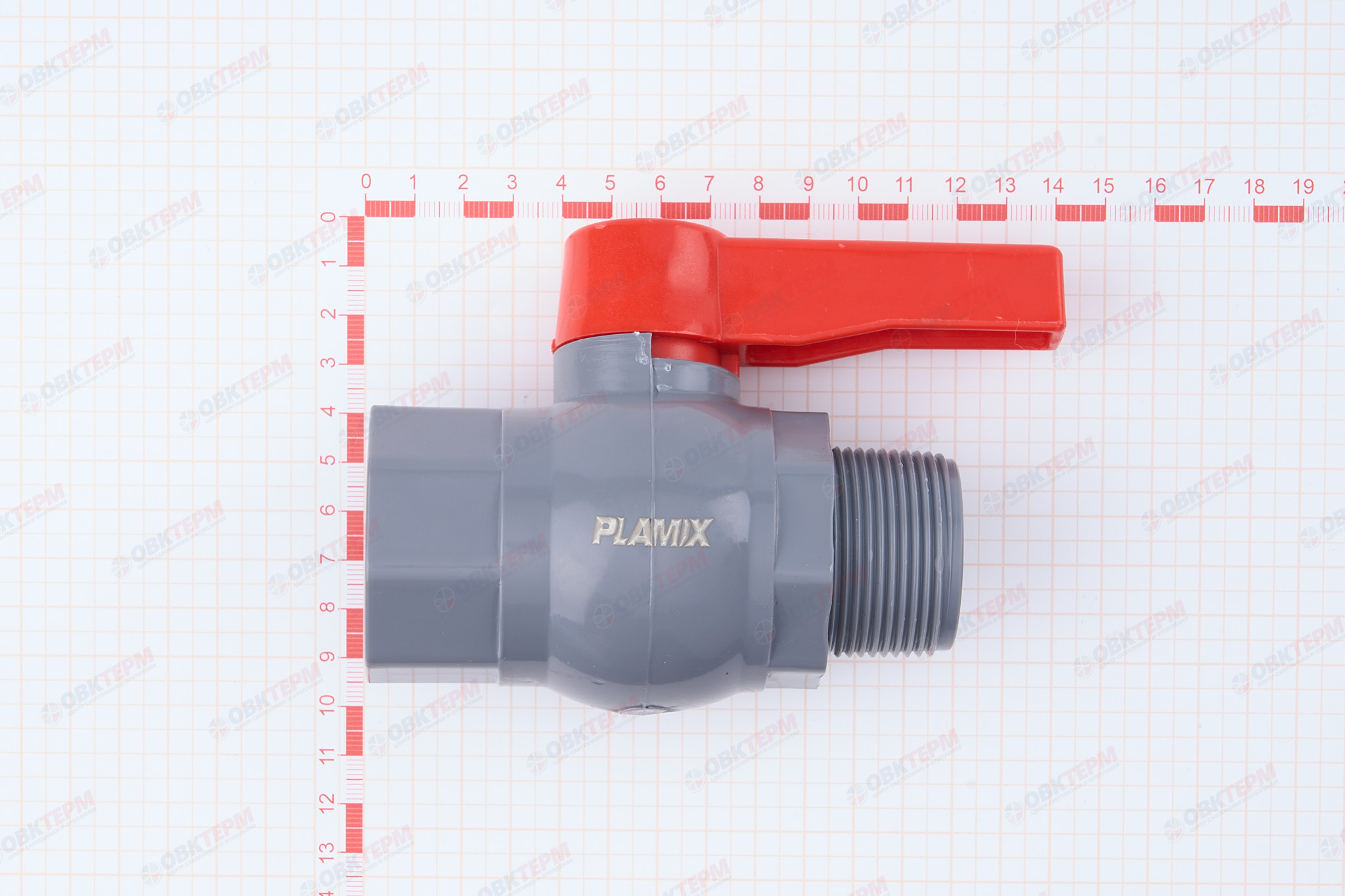 Кран  шаровый пластиковый   1 1/4"  ВН (серый)  PLAMIX  (50шт) - Изображение №4