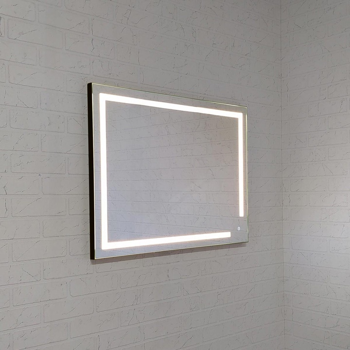 Зеркало  800х600 прямоугольное  LED подс.4000К 9,6 Вт/м с сенс.выкл., в черн алюм.проф КЗСК - Изображение №1