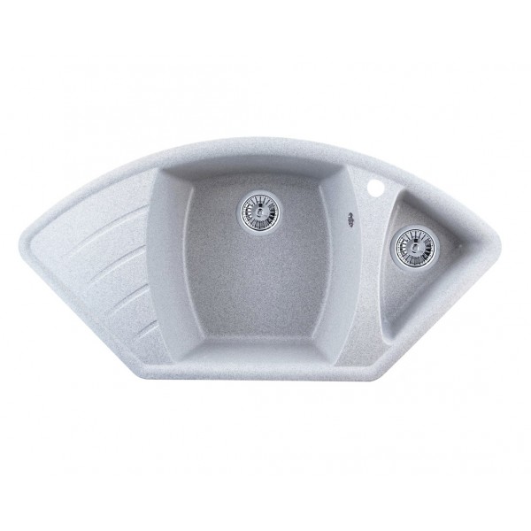 Мойка угловая двухсекционная 1015х510*217мм GRANMILL 25  серая - изображение №1