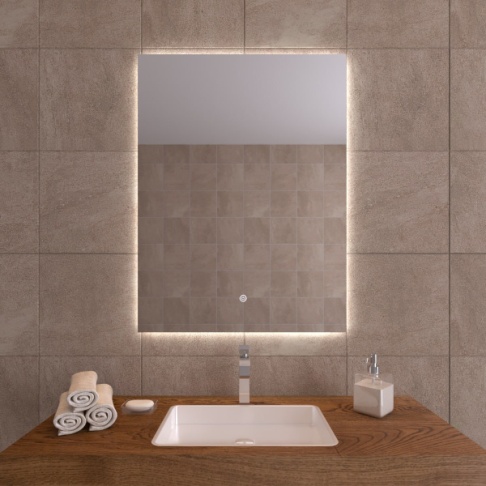 Зеркало  600х800 Prima с LED подсветкой и сенсорным выкл.Кайман Glassiko - Изображение №1
