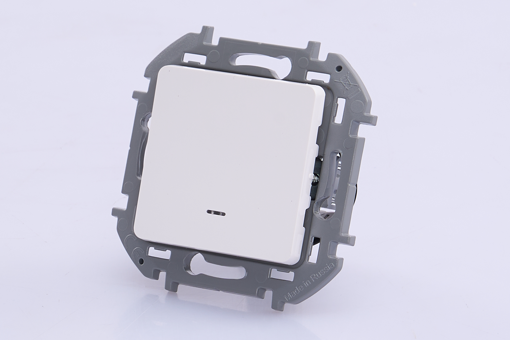 Выключатель 1-клавишный механизм с подсветкой Белый 10АХ 10А IP20 IEK Inspiria (Legrand) - Изображение №2