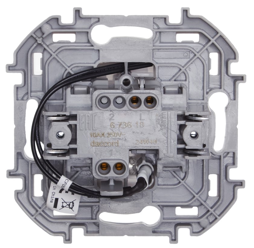 Выключатель 1-клавишный механизм с подсветкой Белый 10АХ 10А IP20 IEK Inspiria (Legrand) - Изображение №2