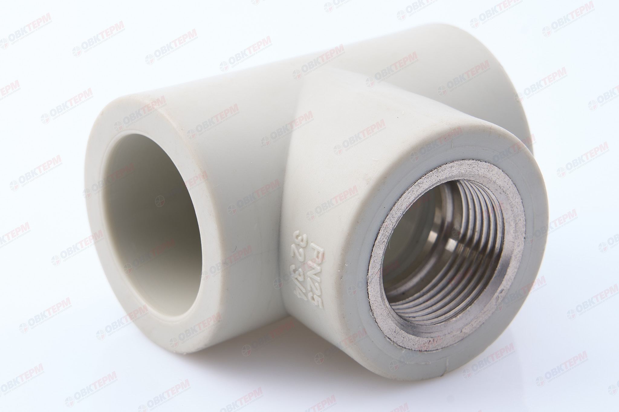 Тройник с МРВ 32 * 3/4" * 32     (VALFEX)  серый - Изображение №1