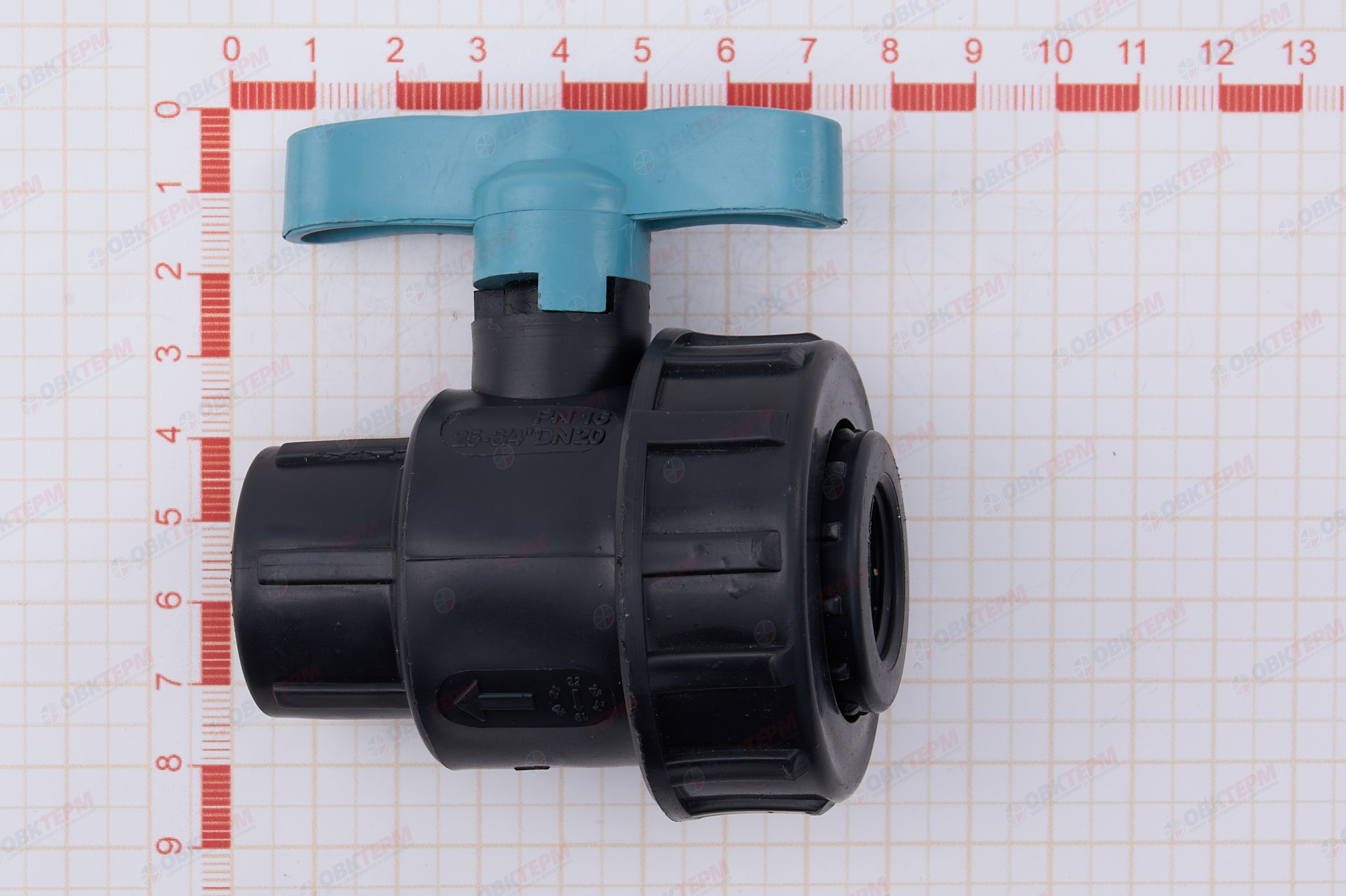 Кран шаровый       1/2"в  *  3/4"в   (разборные)      ПНД  ИТАЛ   (168/14шт) - миниатюра №7