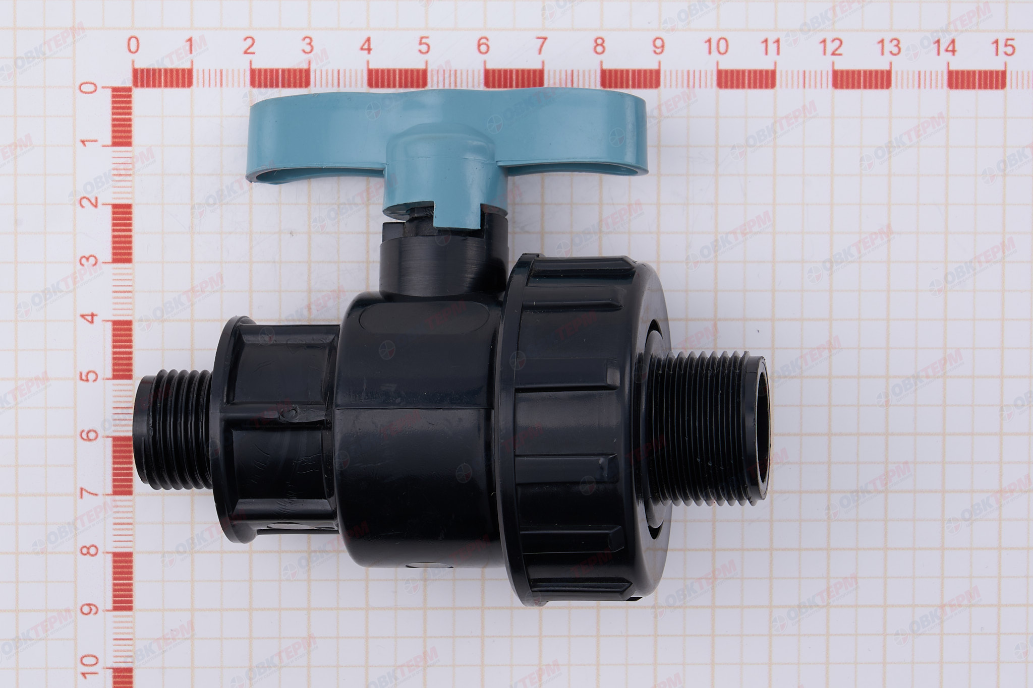Кран шаровый      1/2"н  *  3/4"н   (разборные)       ПНД  ИТАЛ   (/12шт) - миниатюра №7