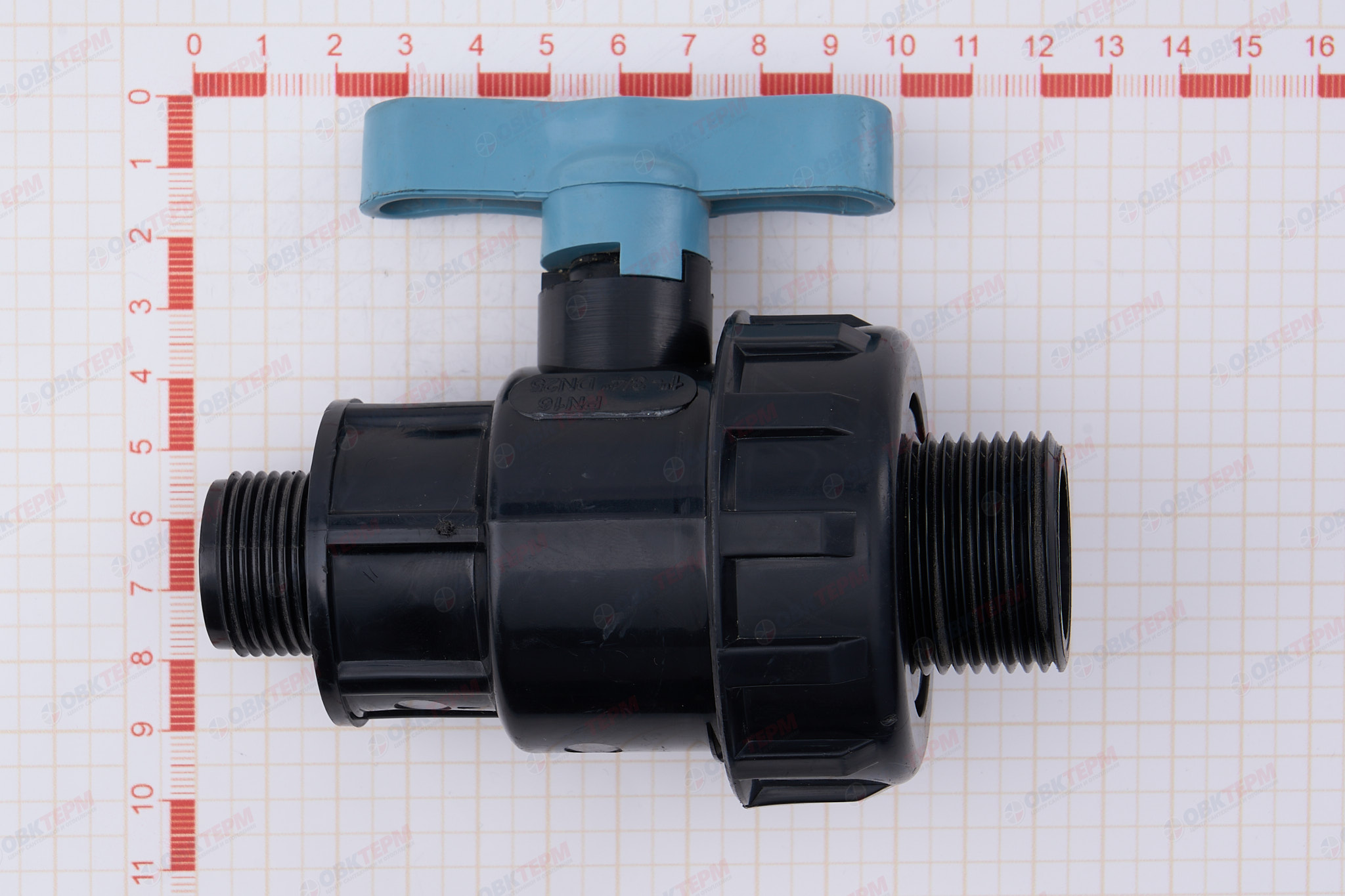Кран шаровый      3/4"н  * 1"н   (разборные)       ПНД  ИТАЛ   (/10шт) - миниатюра №7