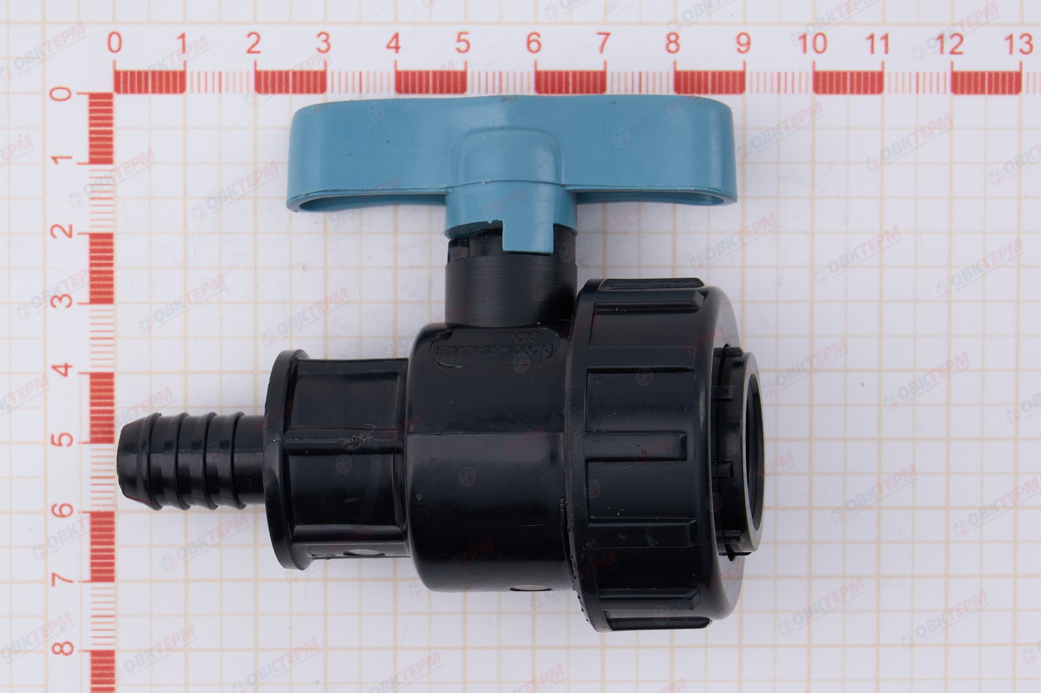 Кран шаровый со штуцером     1/2"  *    1/2"в       ПНД  ИТАЛ   (220/22шт) - миниатюра №7