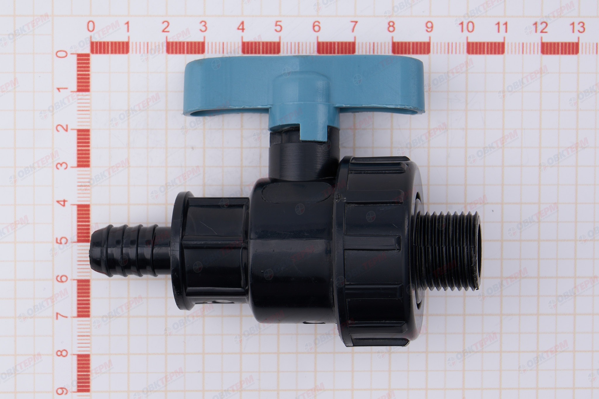 Кран шаровый со штуцером     1/2"  *    1/2"н       ПНД  ИТАЛ   (220/22шт) - миниатюра №7