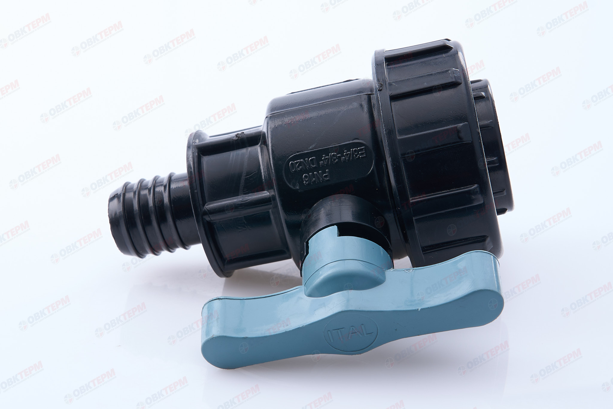 Кран шаровый со штуцером     3/4"  *    3/4"в       ПНД  ИТАЛ   (168/12шт) - миниатюра №5