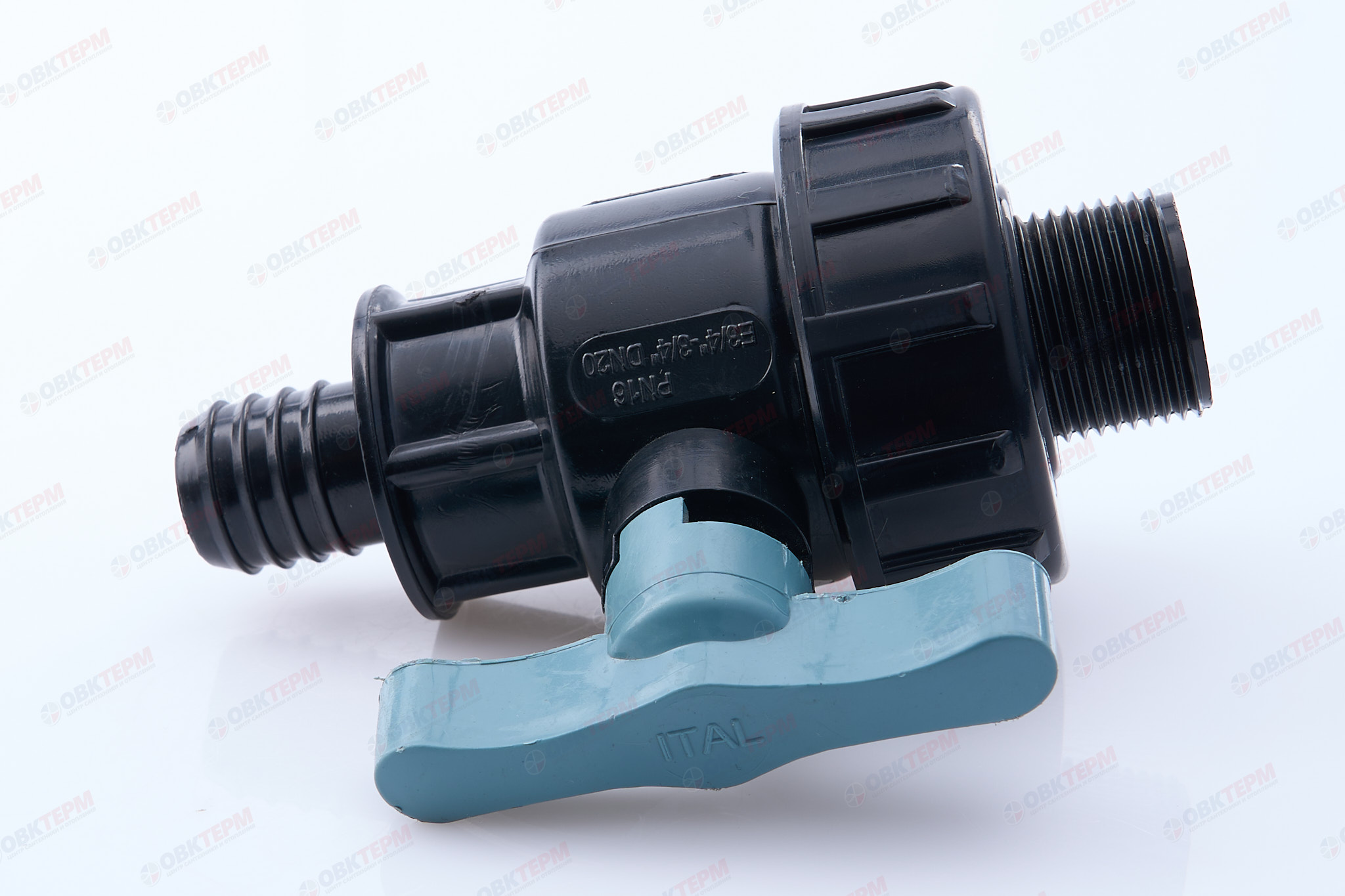 Кран шаровый со штуцером     3/4"  *    3/4"н       ПНД  ИТАЛ   (168/12шт) - миниатюра №5