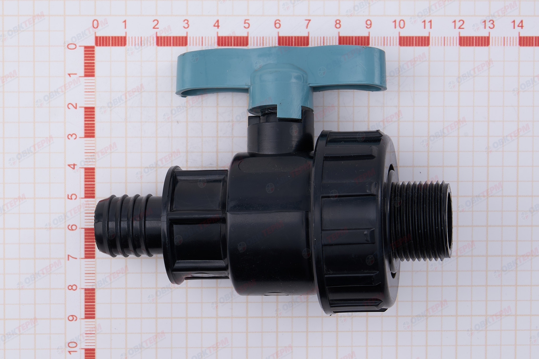 Кран шаровый со штуцером     3/4"  *    3/4"н       ПНД  ИТАЛ   (168/12шт) - миниатюра №6