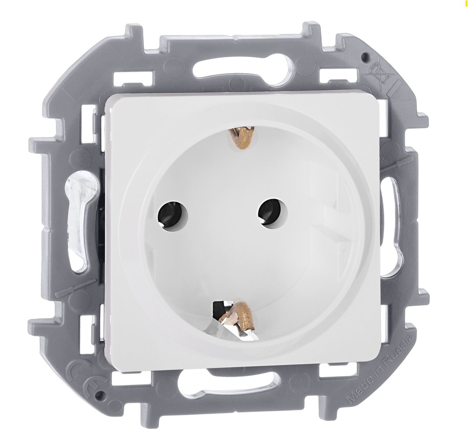 Розетка 1-м механизм с/з 16А IP20 250В 2P+Е Белый IEK Inspiria (Legrand) - Изображение №1