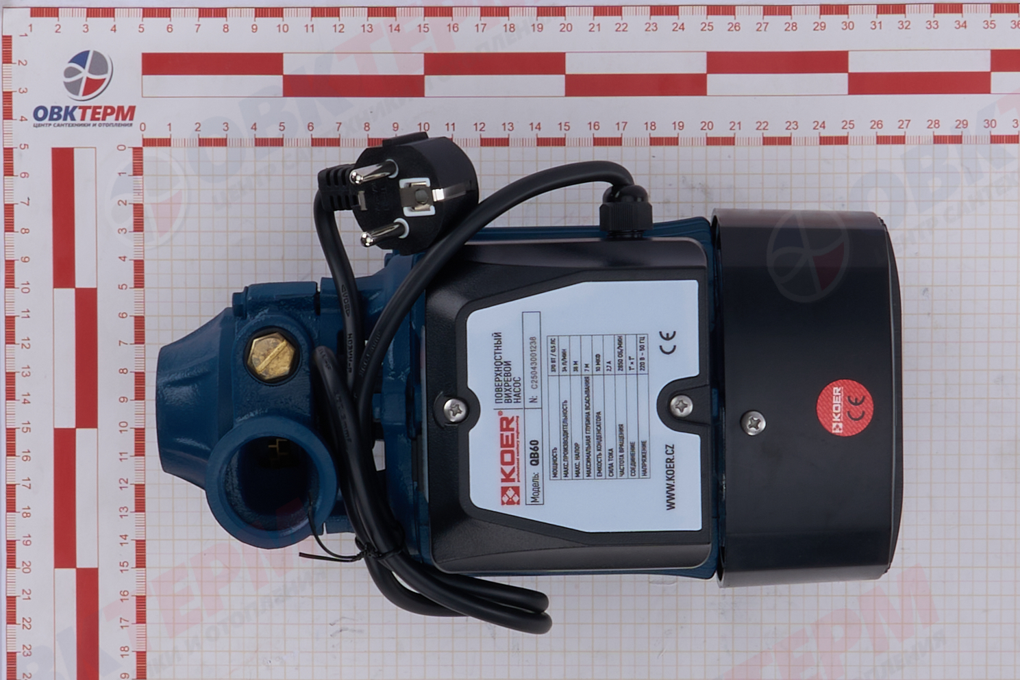 Насос вихревой  QB 60     KOER  (0,37кВт/34л.м./36м.) - миниатюра №9