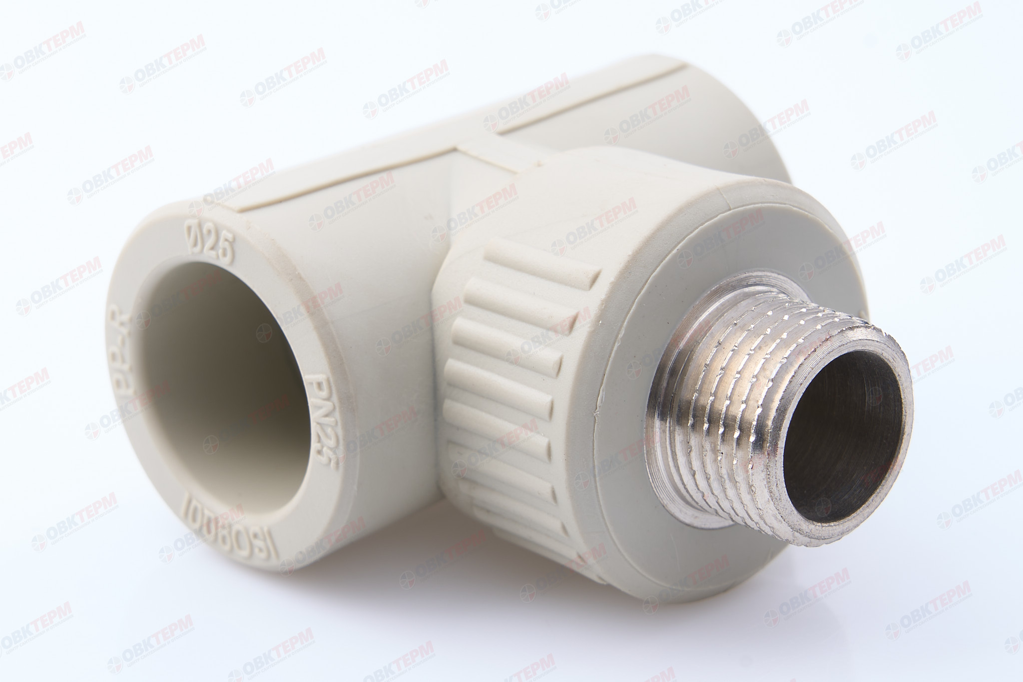 Тройник с МРН 25 * 1/2" * 25     (PP-R СЕРЫЙ  РОССИЯ)    (160/10) - Изображение №1